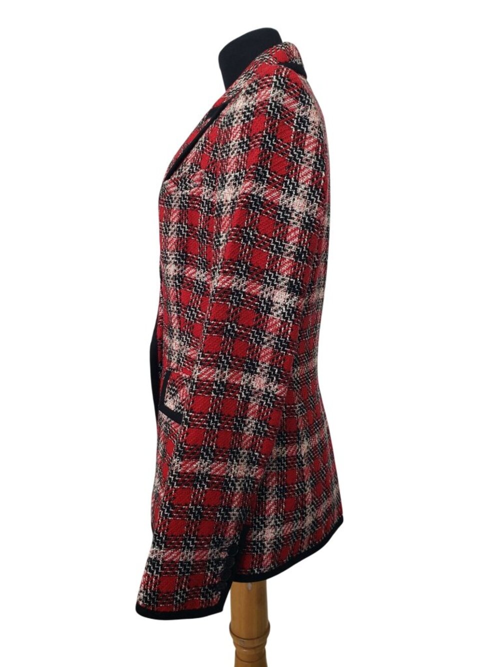 Veronica Beard Harriet Red Black Tweed Double Breasted Dickey Blazer Jacket 4 - Picture 4 of 16